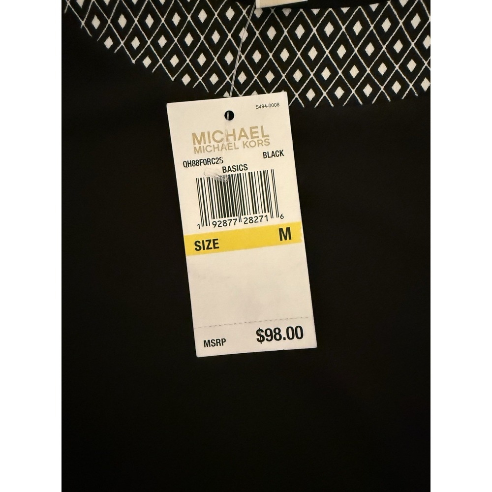 MICHAEL Michael Kors Black Long Sleeve A-Line Dress Pattern Trim Size M NWT - Picture 9 of 9